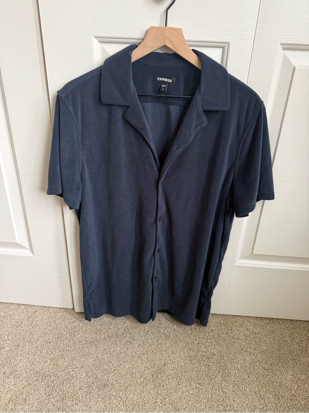 Express Men’s Dark Navy Short-Sleeve Button Down Shirt